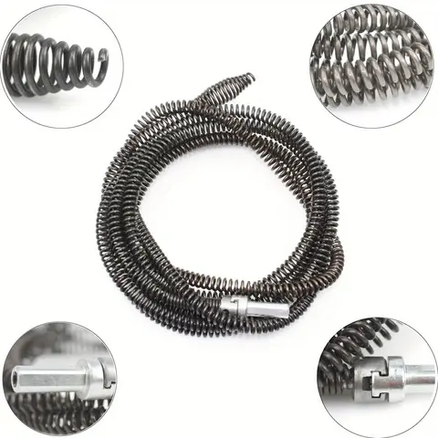 Single Unit Drain Snake Unclogger with Drill Bit Connector Handle, Flexible Pipe Tool for Kitchen Sink Unclog, Shower Drain Rescue, Hair & Grease Removal