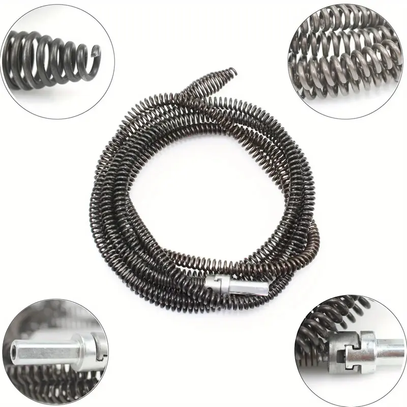 Single Unit Drain Snake Unclogger with Drill Bit Connector Handle, Flexible Pipe Tool for Kitchen Sink Unclog, Shower Drain Rescue, Hair & Grease Removal