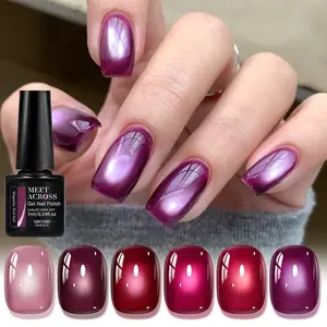 Winter Rose Cat Magnetic Gel Nail Polish, 6 Colors, Radiant Shiny Effect, Durable Long Lasting, Semi-Permanent, UV/LED Gel, Nail Art Decorations, Manicure, Gel Polish Set