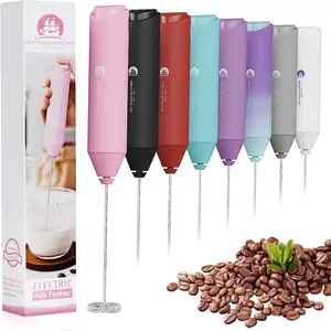 Powerful Milk Frother Mini Handheld Foam Maker for Coffee Whisk Drink , Cappuccino, Latte, Matcha, Hot Chocolate, No Stand, Pink
