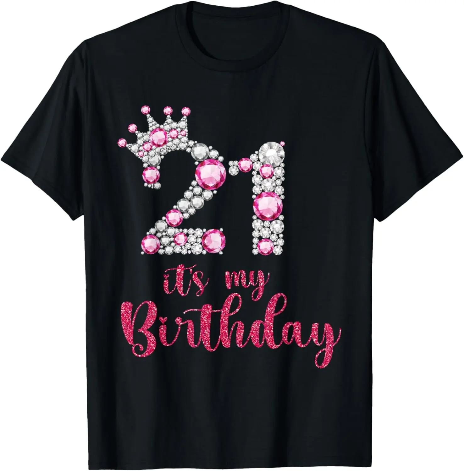 Women's 100% Cotton Short-Sleeve Round Neck Casual Graphic Distressed 21st Birthday T-Shirt, Shortsleeve, Top, Tshirt, Vintage