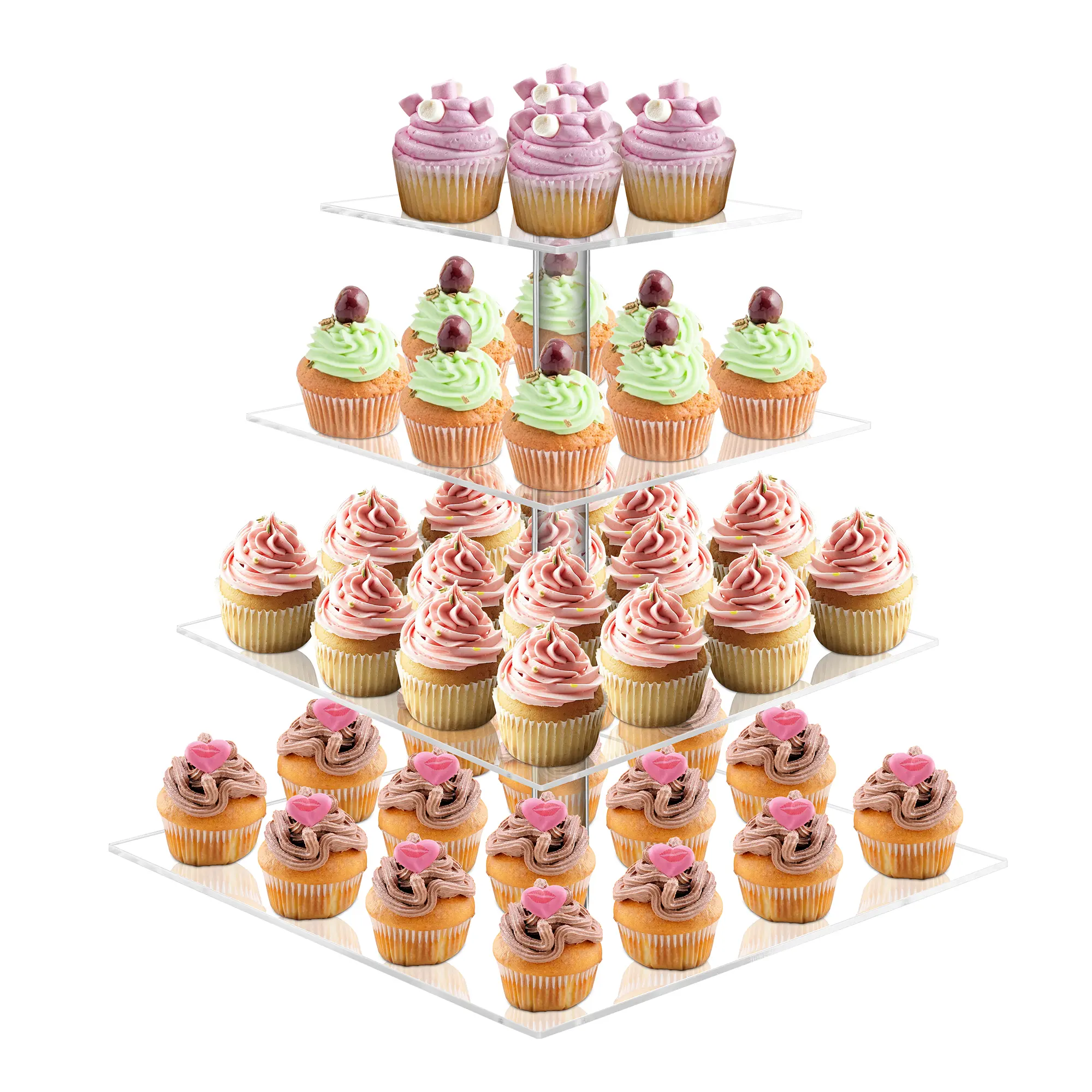 Premium 4-Tier Clear Acrylic Cake & Cupcake Stand with Removable Plates, Holds 52 Cupcakes, Pastry Dessert Display for Wedding, Birthday Decoration, Housewarming & Ceremony (Home & Festive Party Supplies)