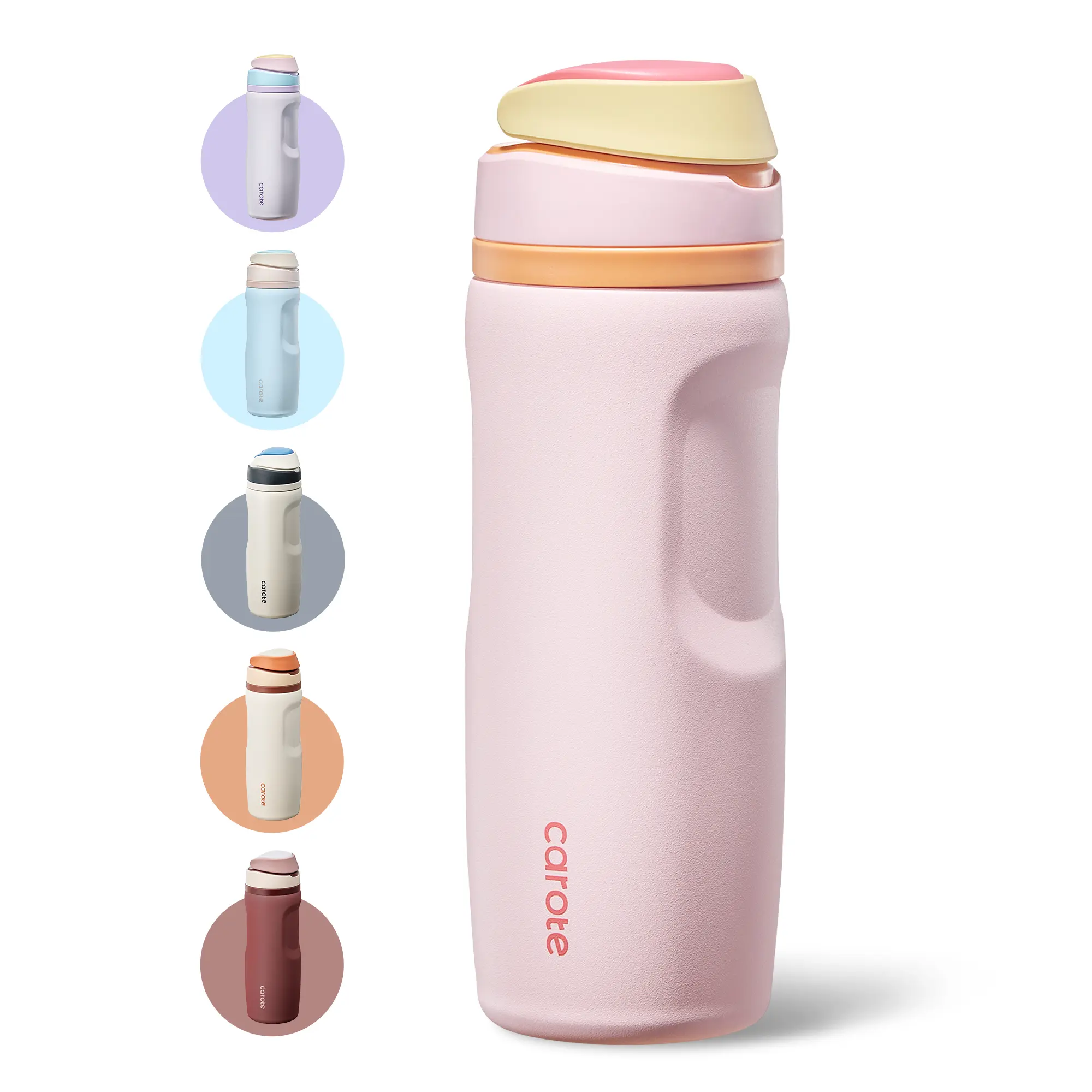 [CAROTEGO] 26oz/32oz Multi Color Choice Insulated Water Cup Stainless Steel with Pop-up Straw, Dishwasher Safe, Carry Handle