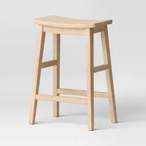 Modern All Wood Counter Height Barstool Natural - Threshold