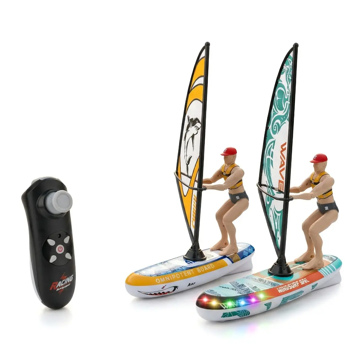 2.4GHz High-Speed RC Racing Sailboat Toy - BPA-Free, Rechargeable Battery, Dual-Speed Propeller, LED Light, Self-Righting Feature, Outdoor Pool Lake Toy for Kids, Ideal Easter Gift