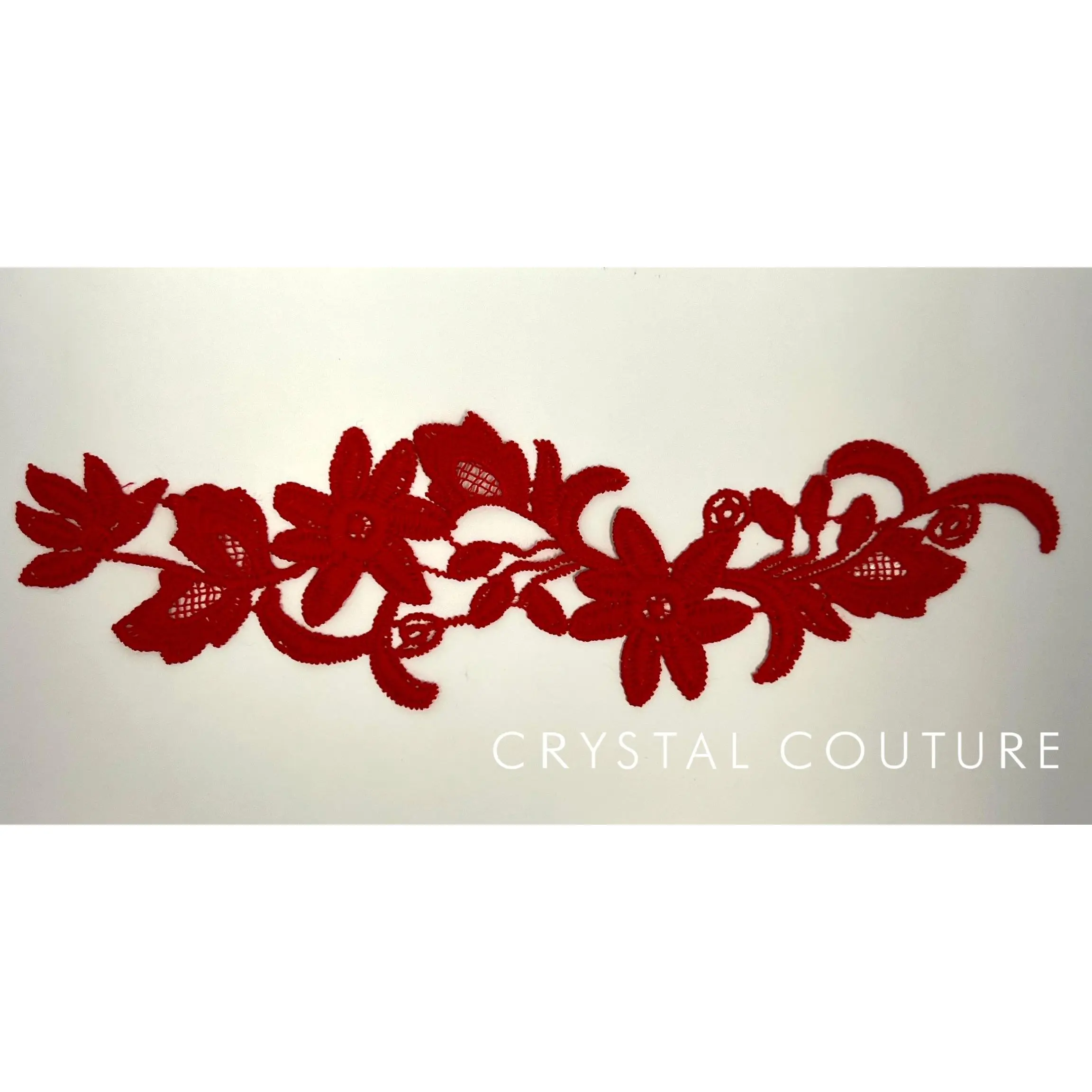 Red Embroidered Floral Applique
