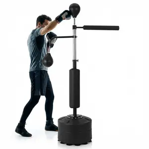 3-in-1 Freestanding Punching Bag Set, Boxing Bag Set with Adjustable Height, 2 Speed Balls & 360° Relax Bar, Complete Home Boxing Training System for Adults & Teens