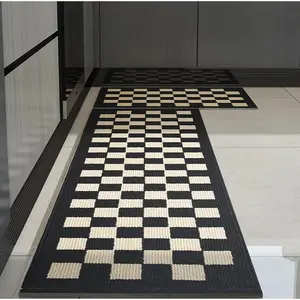Kitchen Mats for Floor Set of 2, Kitchen Rugs Non Slip/Skid Washable Runner Rugs, Black Checkered Kitchen Mats for Floor Set of 2, Kitchen Rugs Non Slip/Skid Washable Runner Rugs, Black Checkered
