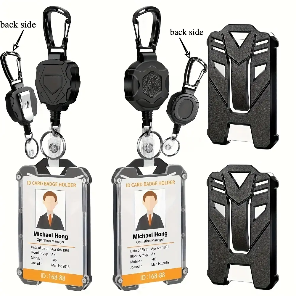 2 Pack Retractable Badge Holder with Tactical ID Clip, High Elasticity Anti-Loss Rope, Outdoor Camping Fishing Accessories, Retractable Badge Reel, Badge Reels Retractable