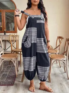 【Plus Size】Jumpsuit, Casual Comfy Sleeveless Jumpsuit for Daily Wear, Women's Plus Clothing for All Seasons