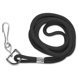 212 MAIN Baumgartens BAU Standard Cord Lanyards - Black Nylon, Easy Connect for ID Cards, Office Equipment Parts for Computers & Office Use