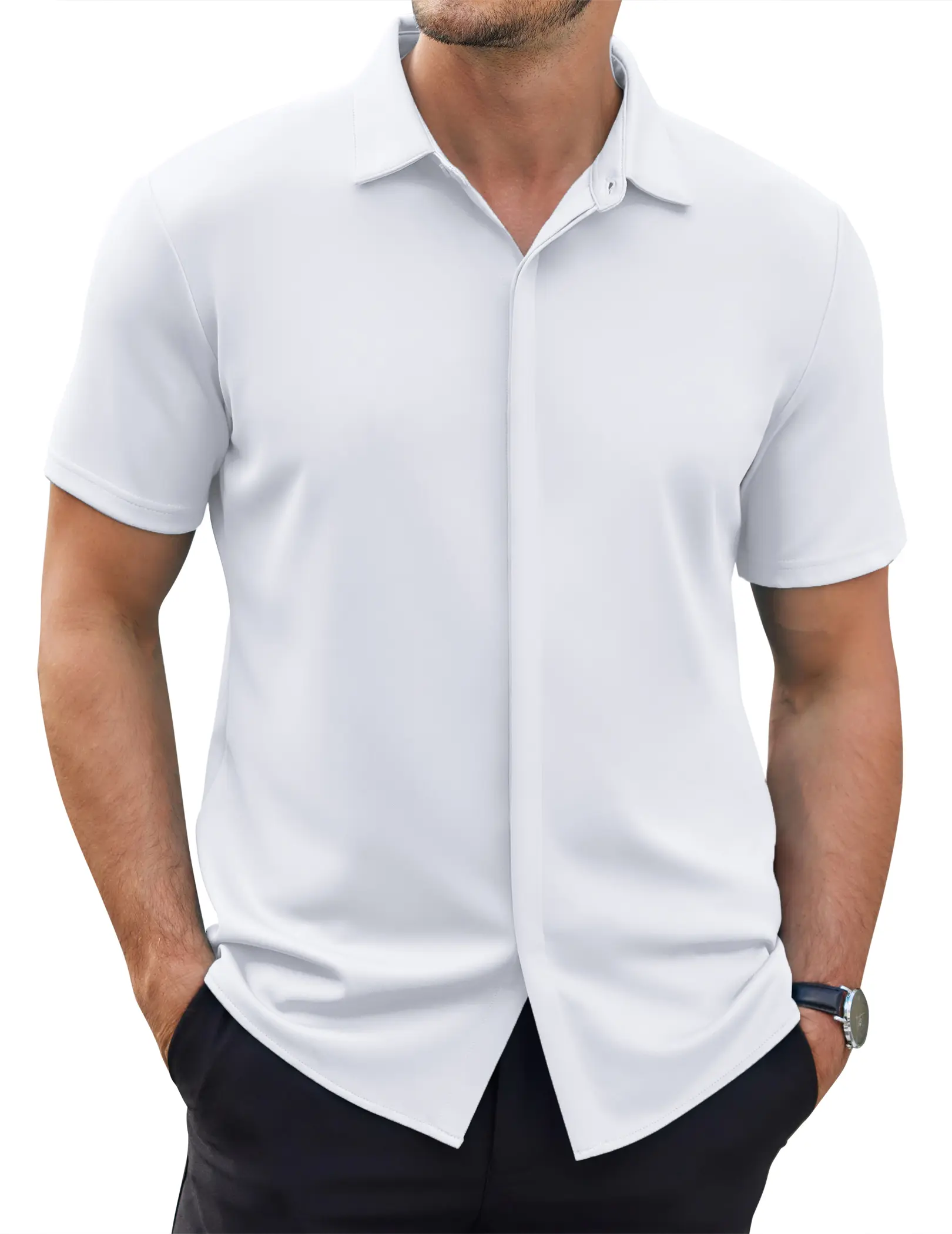 COOFANDY Men's Thin Wrinkle Free Short Sleeve Button Down Shirt Classic Design Casual Dress Top for Summer Beach Office Wear Machine Washable