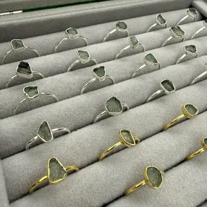 Czech Moldavite Ring | Raw Moldavite | Choose Size | 925 Silver or 14K Gold