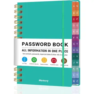 Spiral Password Book with Alphabetical Tabs - 5.8" X 8.2" Small Password Keeper Book with Inner Pocket for Seniors , Large Print, Hardcover, 450 Logins - Internet Password Organizer Notebook for  & Office Use