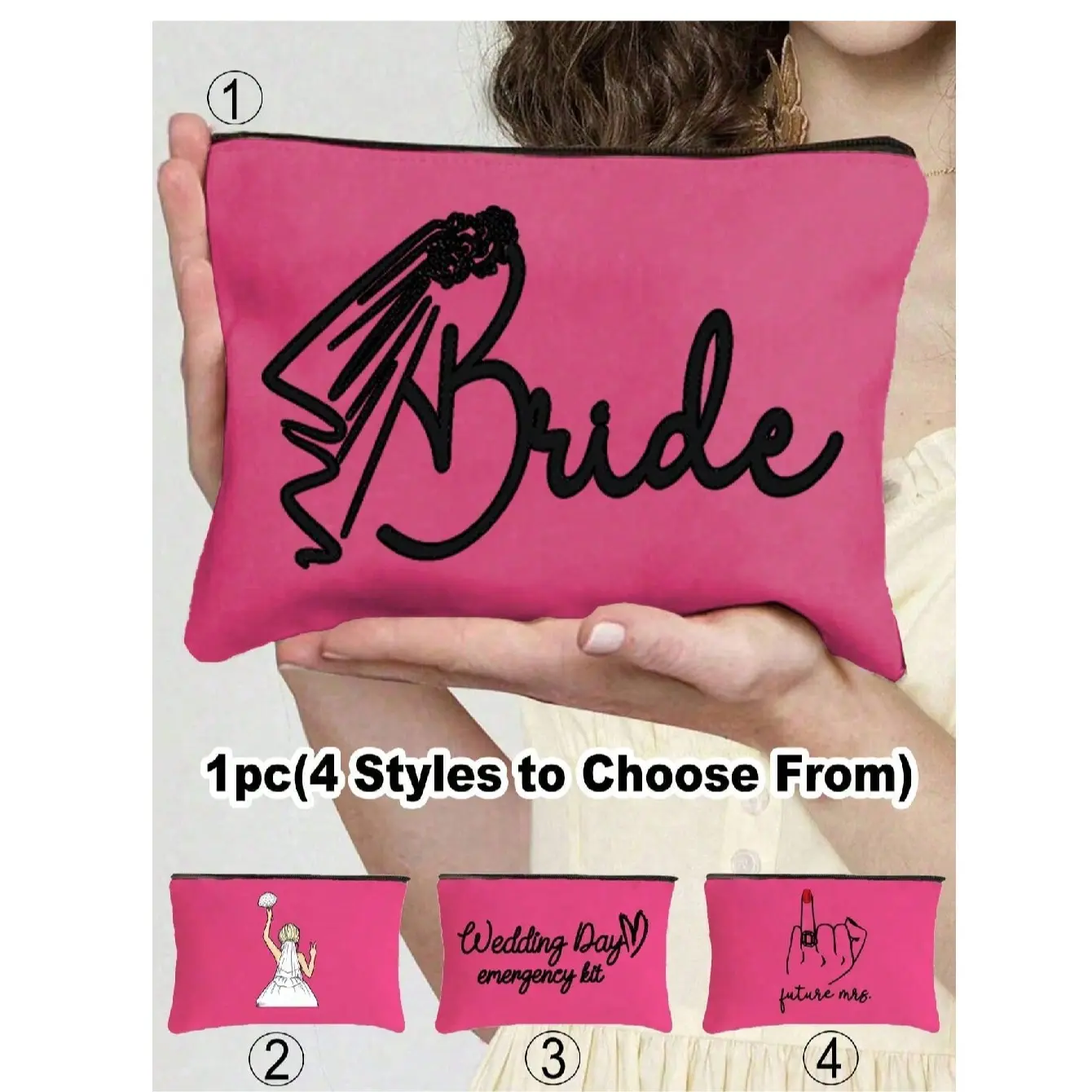 Rose Bride Wedding Emergency Makeup Bag, Multifunctional Gift Bag, Jewelry Storage, Stationery Pouch, Creative Wedding Decoration, Handheld Cosmetic Pouch, Cosmetics Bag