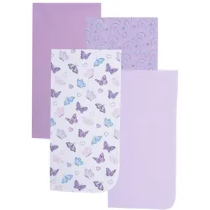 4 Pack Receiving Baby Blanket Set - Butterflies/Rainbows