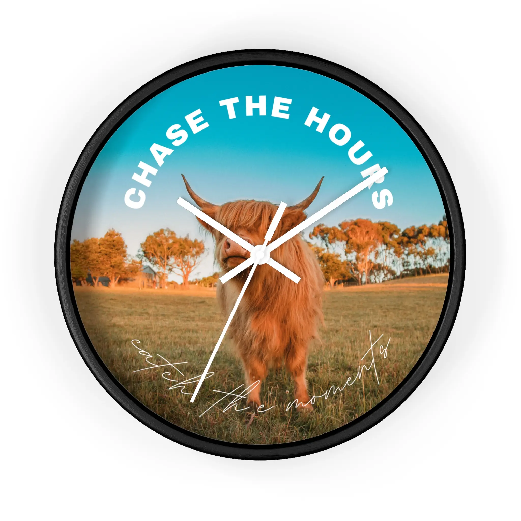 Highland Cow Wall Clock, Motivational Home Decor, Rustic Farmhouse Clock, Inspirational Cow Art, Unique Gift for Cow Lovers, Animal Lovers