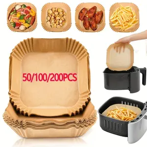 Square Paper Air Fryer Liners, Disposable Basket Bowls for Air Fryer & Microwave, Baking Tray Oven Liners, Essential Kitchen Bakeware, Baking Tools, Baking Supplies