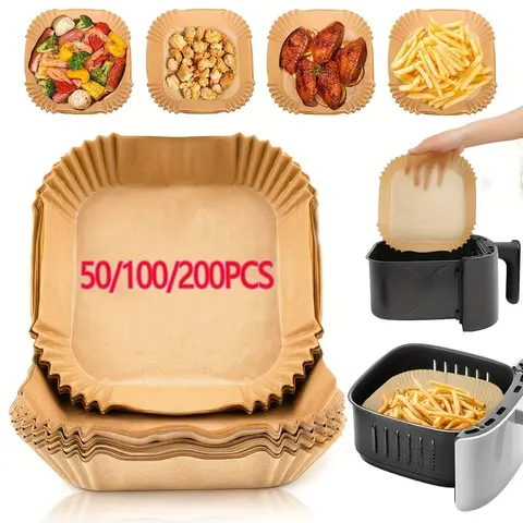 Square Paper Air Fryer Liners, Disposable Basket Bowls for Air Fryer & Microwave, Baking Tray Oven Liners, Essential Kitchen Bakeware, Kitchenware, Baking Tools, Home Baking Supplies, Baking Supplies, Baking Essentials, Baking Accessory