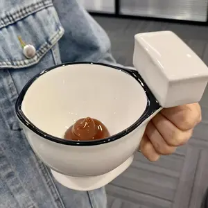 Creative Funny Toilet Shaped Mug, Novelty Ceramic Coffee Beverage Cup, Unusual Design, Perfect Gift for Friends, Humorous Birthday Present, Ceramic Drinkware, Novelty Coffee Mugs