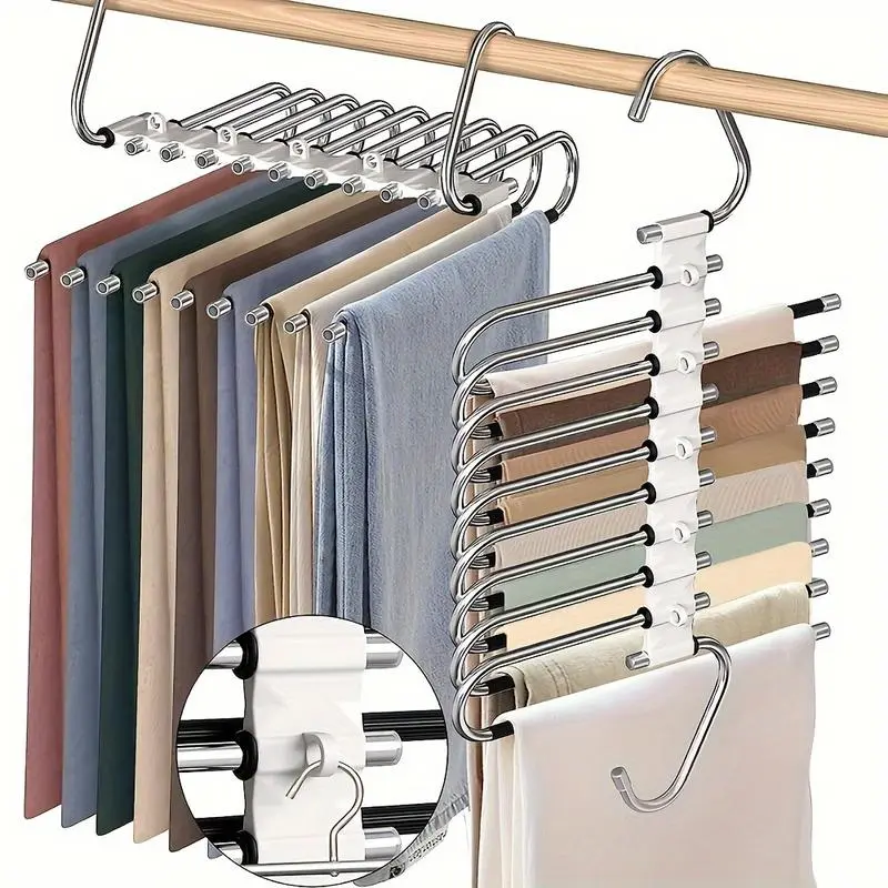 2026 Upgraded Stainless Steel S-Shaped Multi-Use Hanger with Non-Slip Hooks, Space-Saver Bedroom Closet Organizer for Pants, Skirts, Jackets, Clothes Storage, Home Use