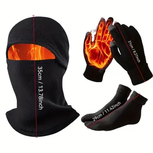 3pcs Set - Hat - Gloves - Socks - Winter Essential Set: Gloves Suitable for Touch Screens, Thick Lined Socks, And Windproof Balaclava Hat Warm And Cold Resistant, Suitable for Outdoor Activities.