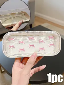 Transparent Wave Glasses Case, Bow Design Portable, Anti-Pressure, Sunglasses Storage, Creamy Solid Color Glasses Case, Simple Design, Convenient Portable, Waterproof Dustproof Eyeglass Case For Men And Women, Portable Sunglasses Organizer