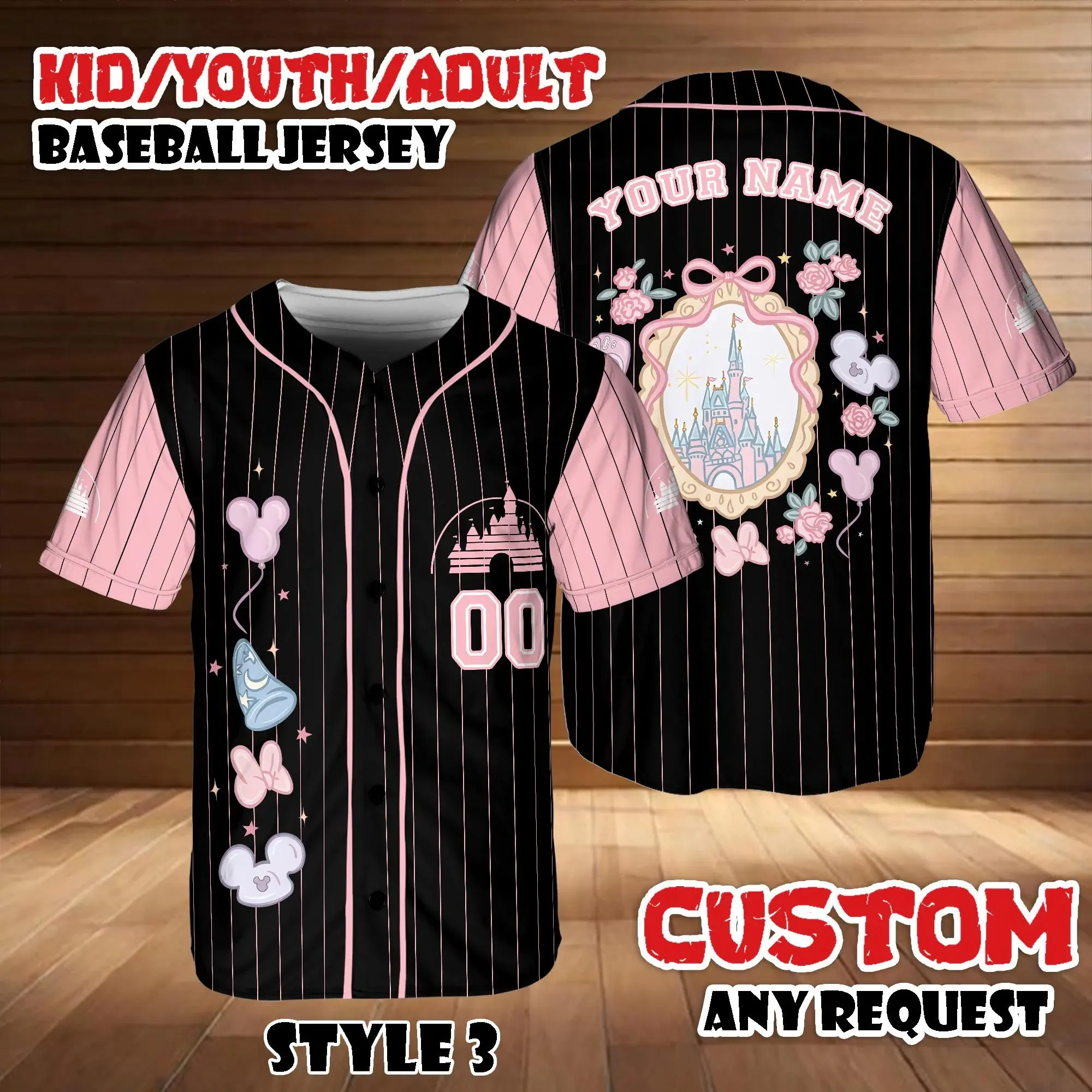 Personalized Castle Baseball Jersey, Matching Outfit, Pastel Princess Castle Shirt, Girl Trip Outfit