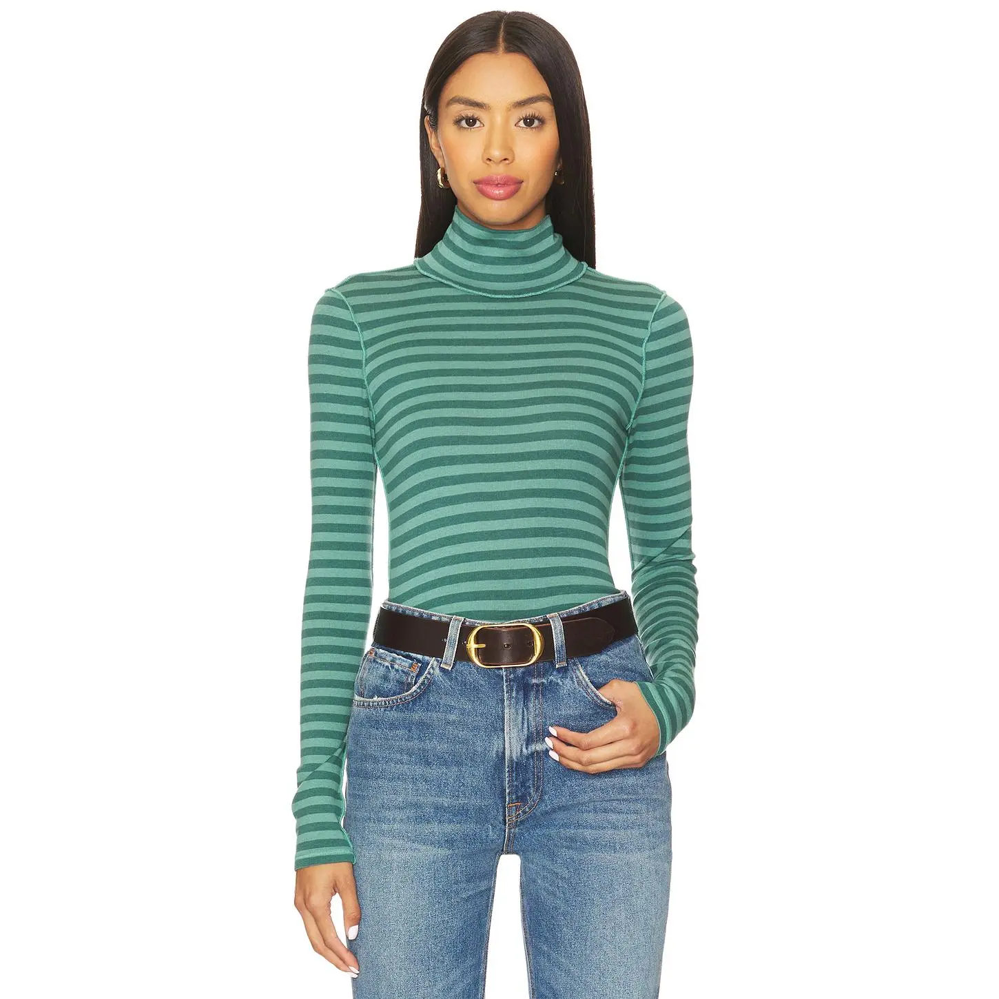 Free People x We The Free Good Good Turtle Stripe Top In Rainforest Combo