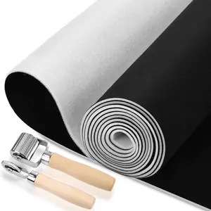 Black Suede Headliner 125" L x 60" W with Foam Backing, with Seam Roller Tool, Auto Roof Liner for Car/Truck/SUV/RV