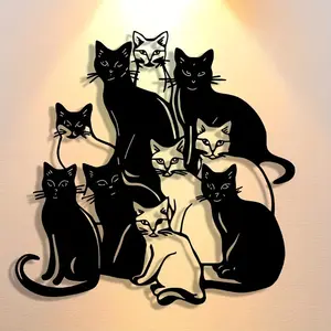 Cat Pattern Wall Art, Decorative Artwork, Aesthetic Wall Decor, 1 Count Metal Wall Decor, Artistic Wall Hanging Decor for Home Living Room Bedroom Office Coffee Shop, Ornaments, Decoration