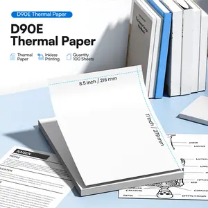 D90E Thermal Printer Paper 8.5 x 11 Inch, Continuous Folding Thermal Paper, US Letter Size printing paper Compatible with D90E Portable Printer, 100 Sheets