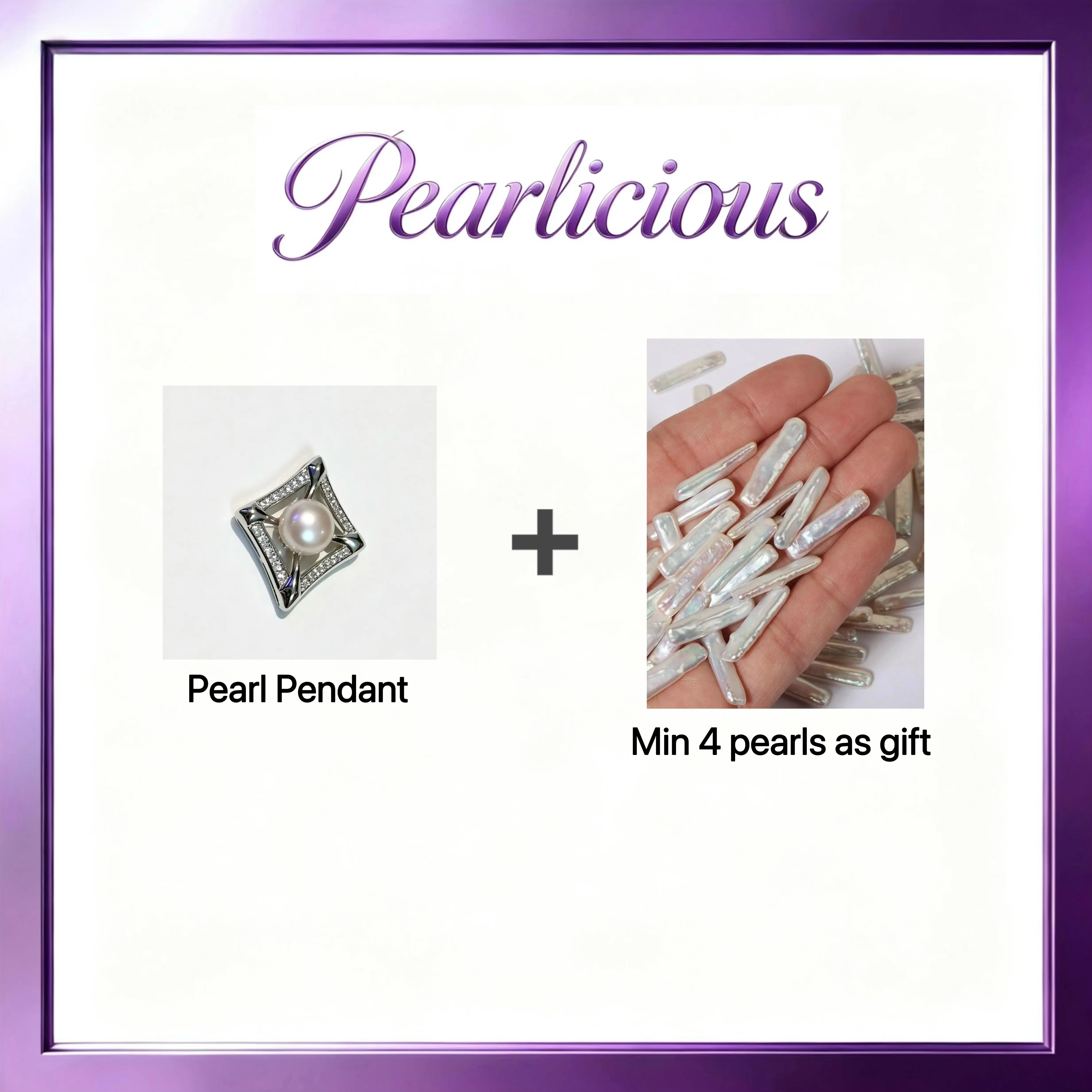 Pearl pendant with Freshwater Sliver Toothpicks pearl Gift (4 Pearl)[live opening] / Freshwater Pearl Pendant Random Pearl Color In Jewelery