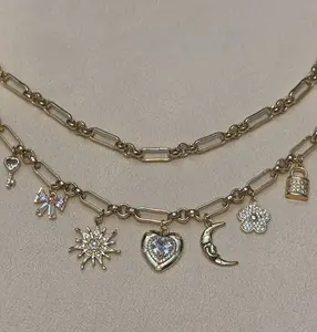 Chunky Figaro Chain- Custom Charm Necklace or Bracelet - 18k Gold Plated