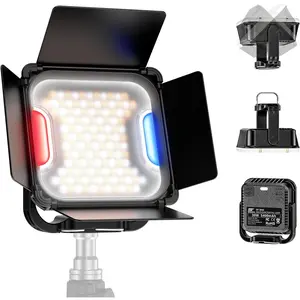 138 LED Video Light, Portable Photography Lighting, LED Camera Light, 4 Color 2500K-9000K, CRI 95+, Rechargeable 5400mAh, 180? Adjustable, Hangable, , Tripod Mountable