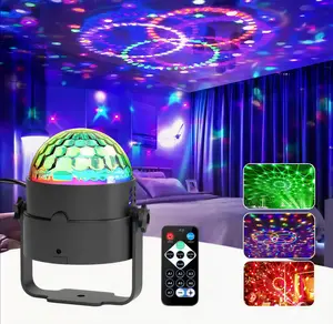 XNK LED Stage Disco Light Rotating DJ Ball Strobe Remote Sound Control RGB USB Powered Dynamic Strobe Effect for Party Club Laser Show Lamp