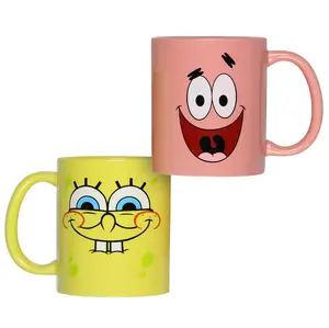 SpongeBob Mug Nickelodeon SpongeBob SquarePants and Patrick Star Best Friends Big Face 2-Pk 11oz Ceramic Mug Coffee Tea