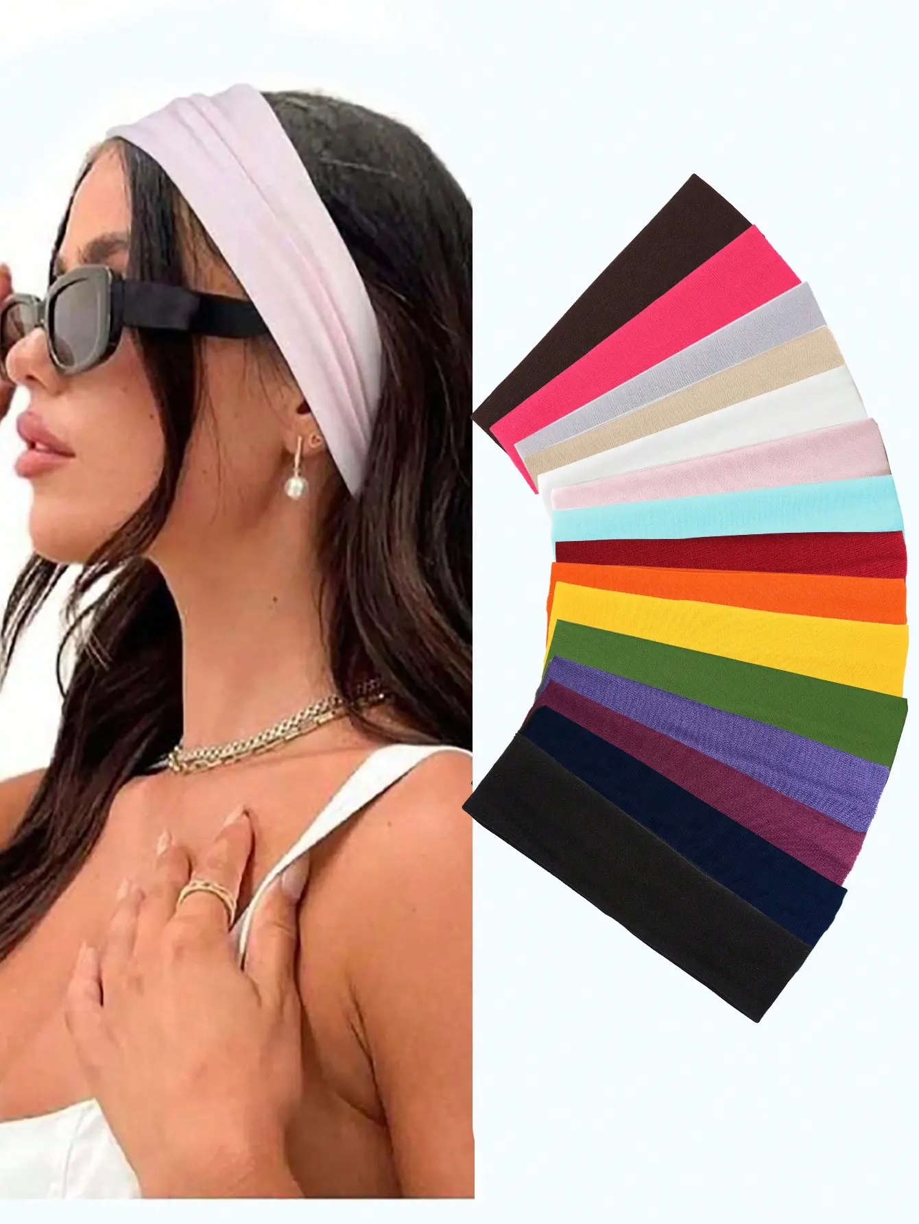 10pcs Adult Unisex Elastic Workout Headbands - Multicolor, Simple, Comfortable, Sweat-Absorbent All Over Print Sports Hair Accessories for Bonfire Parties, Business Casual Use, Home Supplies, Female