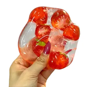 Glass Cherry Tomato Moldable Squishy Toy, Non-Rebound Weak Muscle Texture Silky Glitter Translucent Stress Relief Fidget Toy
