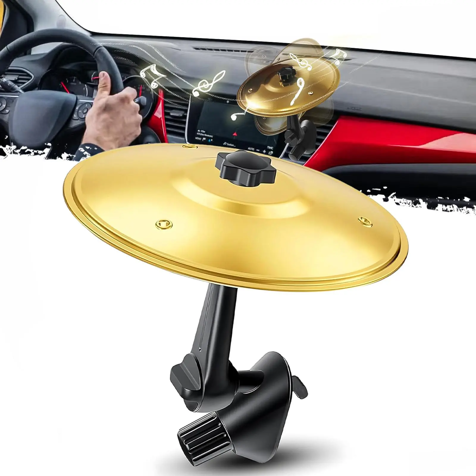 DIBMS Car Cymbal Air Vent, Mini Car Crash Cymbals, Add Fun to Your Drive with Car Drum | A Great Gift For Drummers And Music Lovers | All Vehicle Types (Gold, 5.5 Inch)