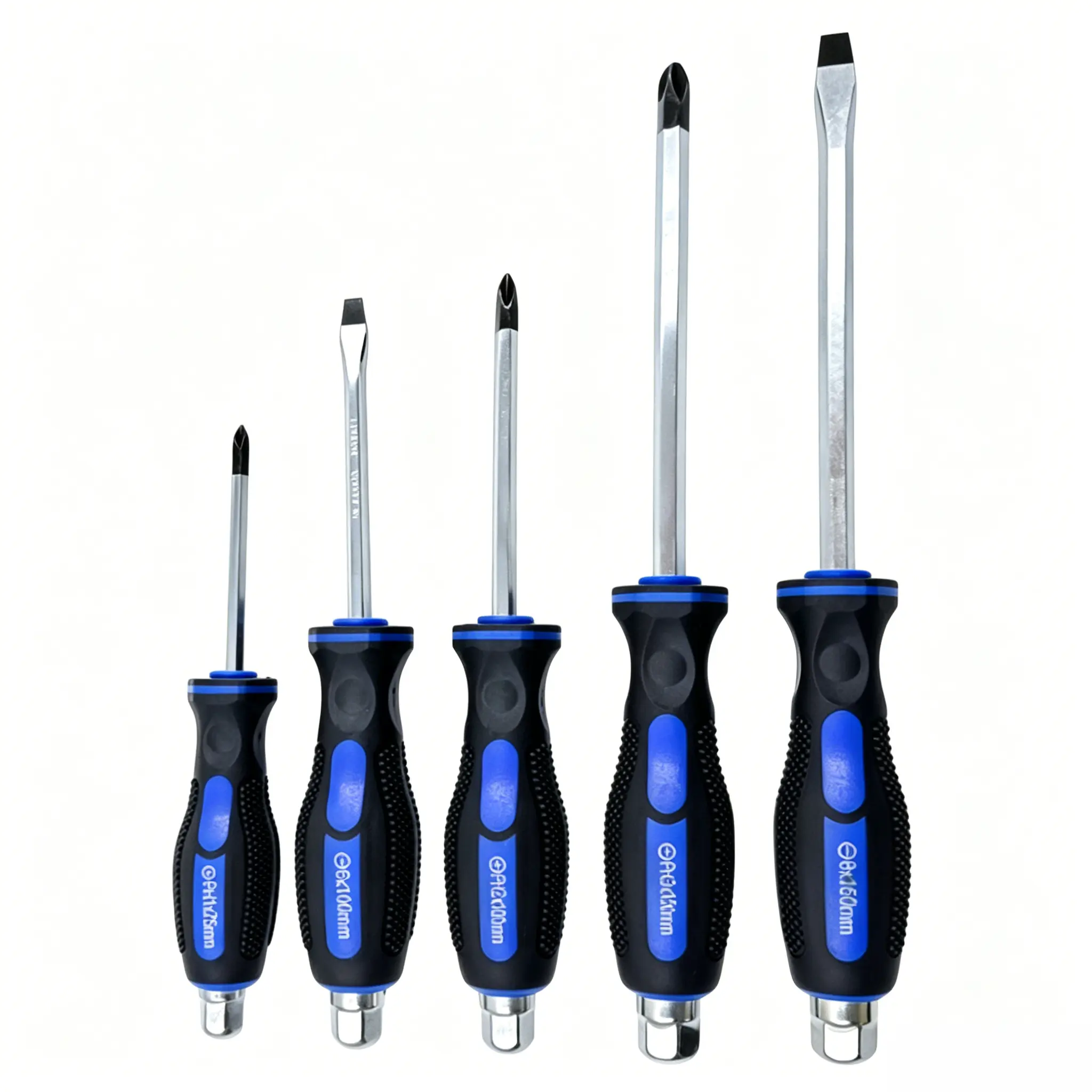 5Pcs Hanics Slotted Screwdriver Set with Non-Slip Handle, Thru-Handle Design, Professional Tool Box Set for Automotive Repairs, Brake Repairs, Engine Maintenance (Ideal for Car Enthusiasts)
