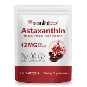 Acentiallabs Premium Astaxanthin 12mg,120 Softgels | Natural Antioxidant Supplement for Eye, Joint, Skin Health,Microalgae Source | 4 Month Supply | Supports Internal Circulation & Natural Tanning,Non-GMO
