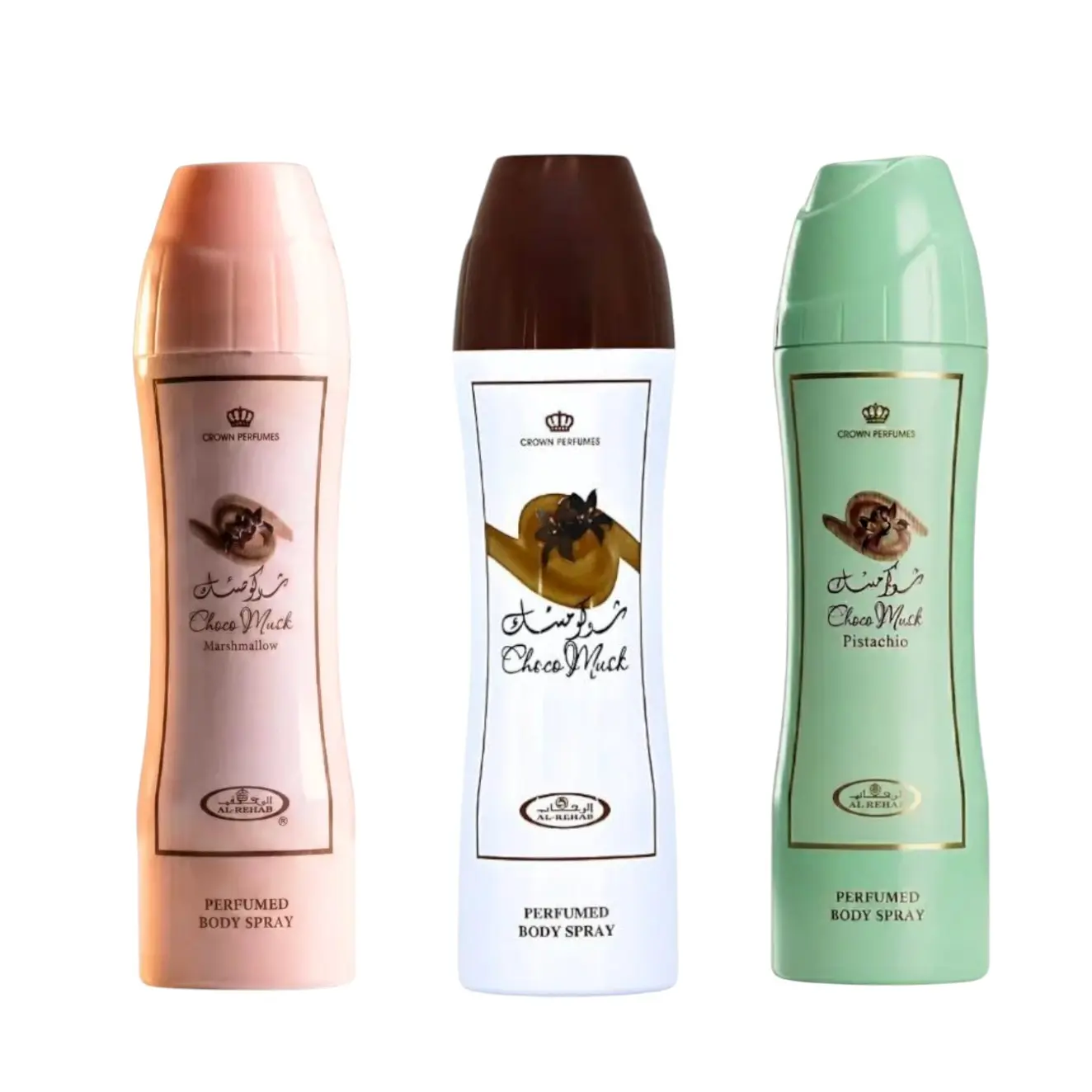 Al Rehab Multi-Pack Sweet Blend Perfume Body Spray (200ML) - Choco Musk Original, Pistachio, Marshmallow Scent Notes: Cacao, Vanilla - Elegant Perfume Mist for Everyday Use, Unisex Fragrance