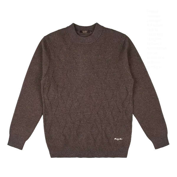 Raidy Boer High End Luxury Winter Casual Classic Business Warm Lauren Solid Knit Sweater for Men Long Sleeve Knitwear Brown Menswear