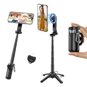 2026 4-in-1 Magnetic Selfie Stick Tripod for iPhone: Wireless Remote, Adjustable Magsafe Compatible Stand with Lightweight Alloy Design for iPhone 13-16 Series