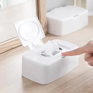 Wet Tissue Box, 1pc Portable Wet Wipes Dispenser Holder, Cotton Swab Storage Box, Car Home Office Desktop Organizer, Car Interior Accessories