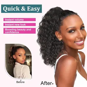 Ponytail Extension 14 Inch Curly Wave Drawstring Ponytail Cilp In Hair Pony Tail Synthetic Hairpiece for Women