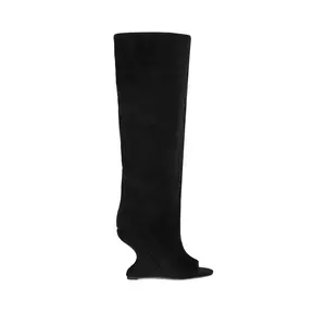 VINCENT-BLACK PEEP TOE WEDGE BOOT