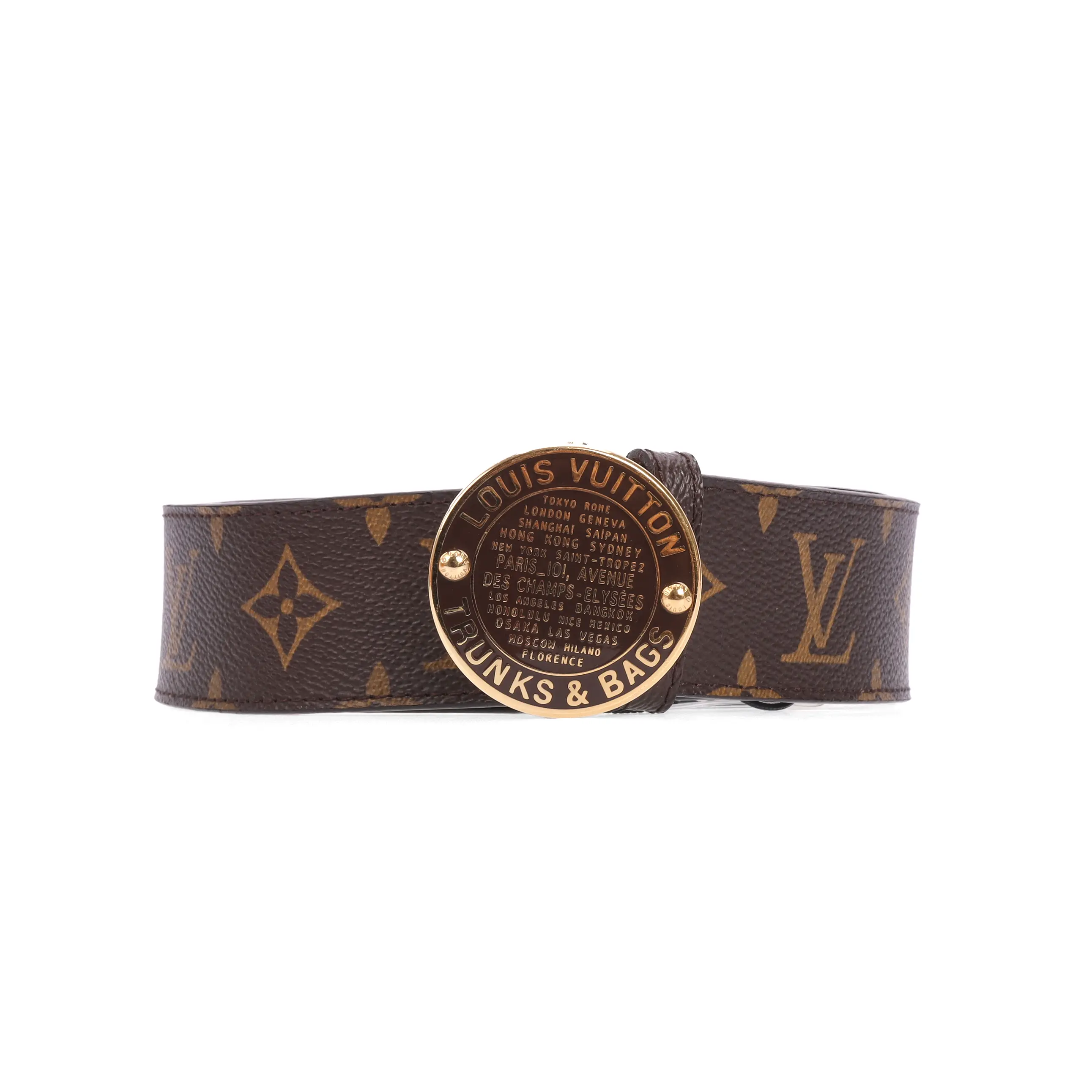 Pre-owned Louis Vuitton size80 Monogram Brown Coated Canvas Belt 53980246