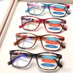 4-Pack Women's Progressive Multifocal Blue Light Blocking Reading Glasses Classic printed pattern frames Three-level adjustable vision Spring hinges for versatile face shapes Essential for daily commuting, reading, and office work Perfect as holiday gifts